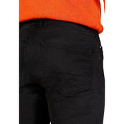 Borghese men trousers black denim jeans with slim fit and subtle texture perfect for stylish casual wear