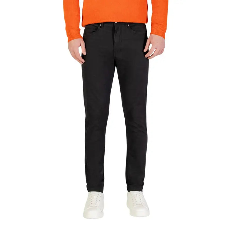 Black slim-fit denim jeans from Borghese men trousers offering a stylish and comfortable fit