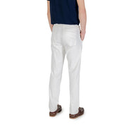 White chino trousers with clean straight-leg cut and subtle creases from borghese men trousers collection