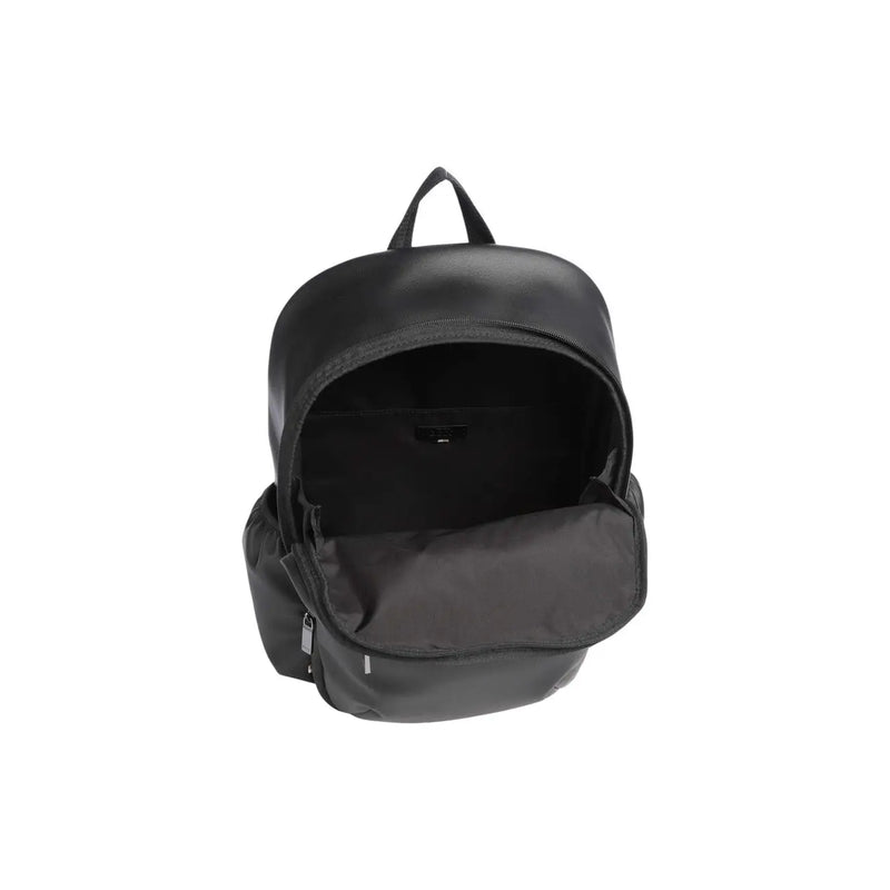 Boss backpack Jace for men in black nylon with minimalist design and top handle, front view