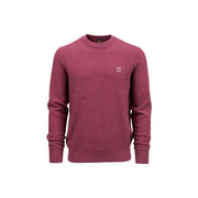 Boss Kaschmirpullover für Herren in Bordeauxrot mit gerippten Bündchen und Saum sowie Logo-Patch, Vorderansicht