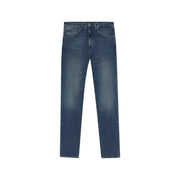 Boss Jeans Herrenjeans aus dunkelblauem Denim mit geradem Bein und Fünf-Taschen-Design, Vorderansicht