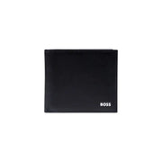 Black leather bi-fold wallet with inside pockets and compartments for Men by Boss