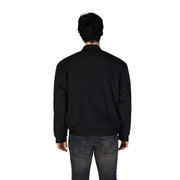 Boss men black bomber jacket with ribbed cuffs and hem made from cotton and polyamide for casual wear