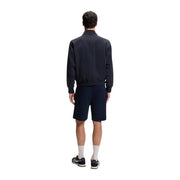 Navy blue bomber jacket with ribbed cuffs and hem made of polyester classic fit by Boss men