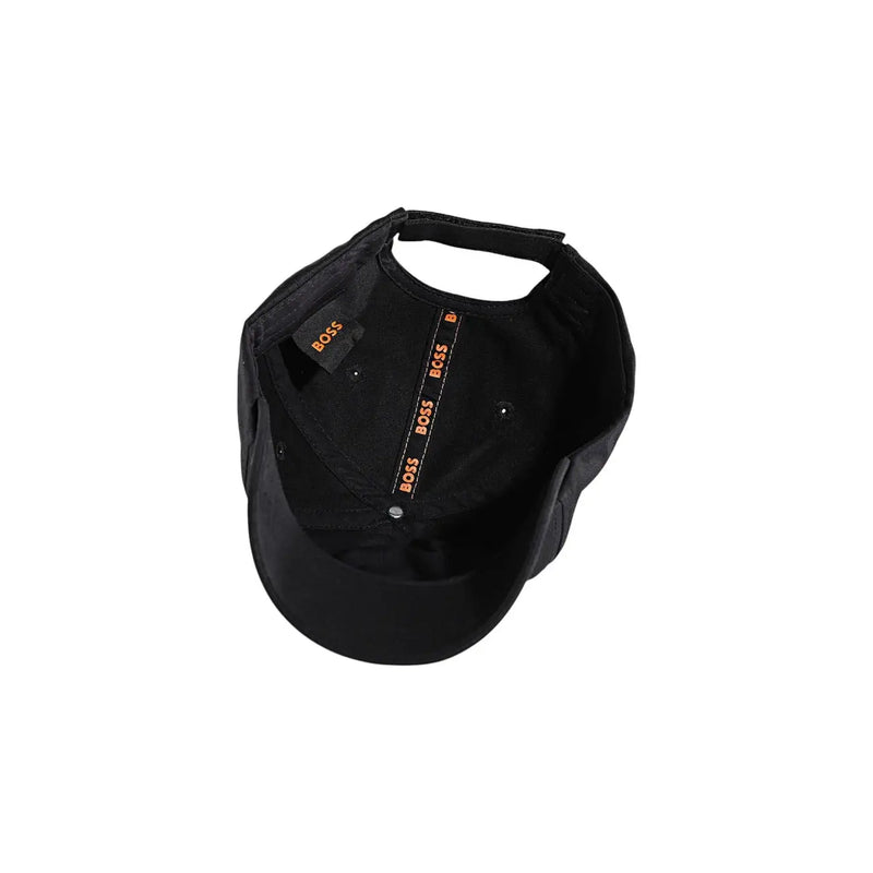 Black Hugo Boss baseball cap with orange interior branding made of 100% cotton for spring summer accessory