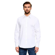 Boss men cotton shirt white long sleeve casual regular with crisp white fabric classic collar and button-down front