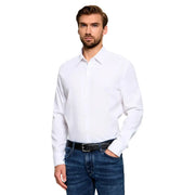 Boss men cotton shirt white long sleeve with classic collar and button-down front for casual regular wear