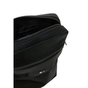 Black Hugo Boss men crossbody bag with sleek textured polyester exterior and dual zippers W16 x H20 cm