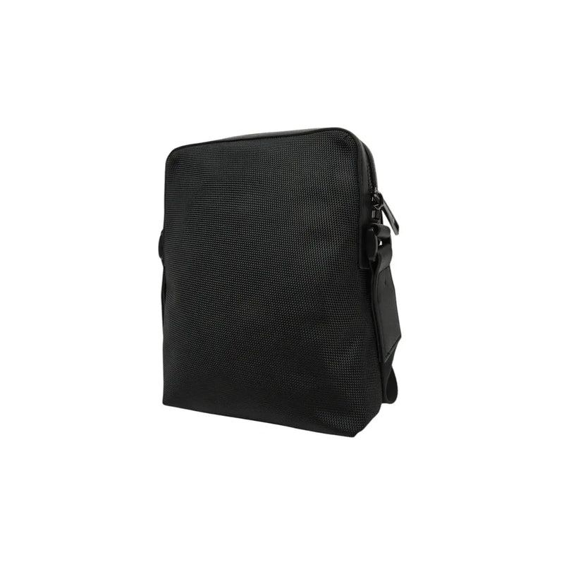 Boss Men crossbody bag black polyester with textured fabric, zipper closure, and adjustable strap W16 x H20 cm