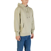 Beige cotton hooded sweatshirt with front pocket and drawstrings from boss men collection