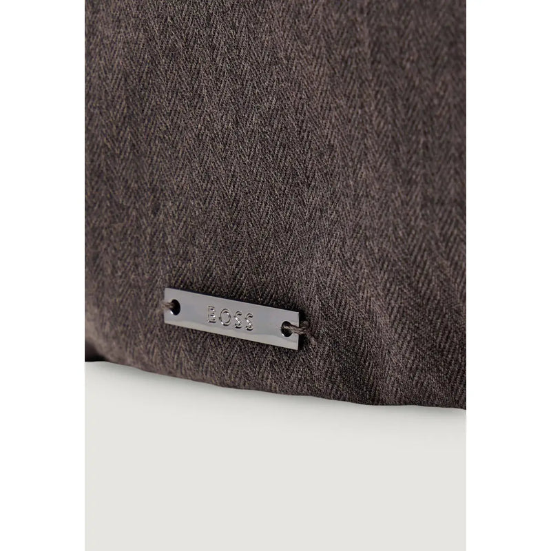 Dark gray herringbone textured cushion with sleek silver metal boss brand tag for boss men grey viscose blend baseball cap