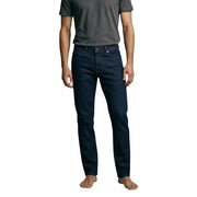 Boss men jeans blue cotton stretch regular fit dark indigo denim with five-pocket design and subtle thigh fading