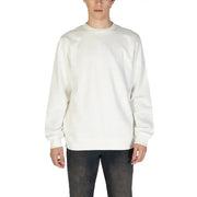 Plain white crewneck sweatshirt with ribbed cuffs and hem from Boss Men Knitwear