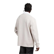 Beigefarbener, langärmeliger Boss Men Polo-Pullover mit geripptem Kragen und Bündchen aus grauem Baumwollmischgewebe 50554315