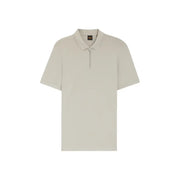 Beige boss men polo shirt made of cotton with short sleeves and a subtle zipper placket minimalist branding