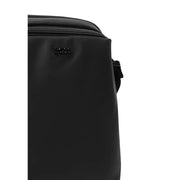 Black Hugo Boss men shoulder bag with sleek matte polyurethane finish and subtle stitching size 16x22x6 cm