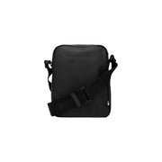 Black Boss men shoulder bag in polyurethane with adjustable nylon crossbody strap and minimalist design size 16x22x6 cm