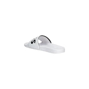 Boss men white slide sandal with black logo print on pvc strap designed for spring summer use