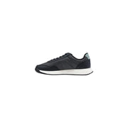 Black boss men sneakers with matte finish gray accents and white rubber sole made of grey polyester for spring summer use