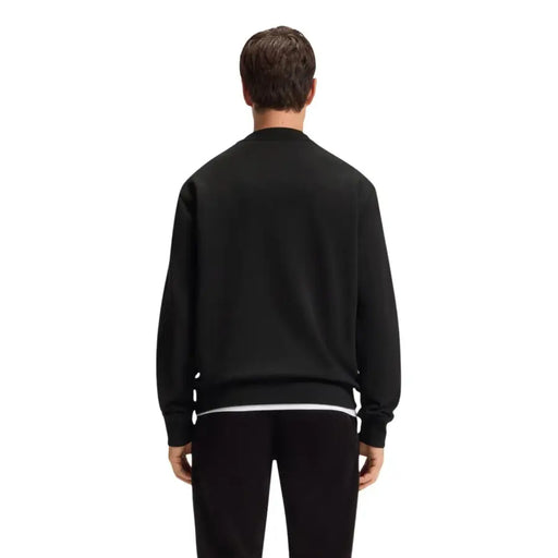 Black boss men sweatshirt with white trim round neck 100 cotton long sleeve crewneck design