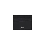 Schwarz Hugo Boss-Kartenetui mit strukturierter Oberfläche und dezentem, geprägtem Logo aus der Boss Herren-Geldbörsenkollektion