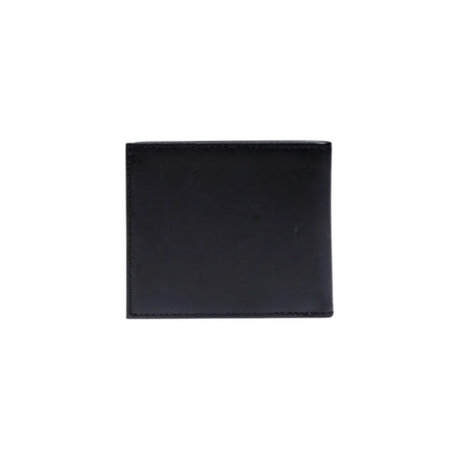 Boss mens black leather wallet with neat stitching along the edges measuring 11x9x1.5 centimeters