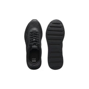 Boss mens black running sneakers with mesh upper and rubber sole for durable polyurethane comfort