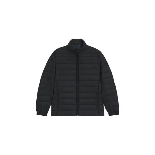 Boss puffer jacket Oden2 for men in black with quilted texture and stand-up collar, front view
