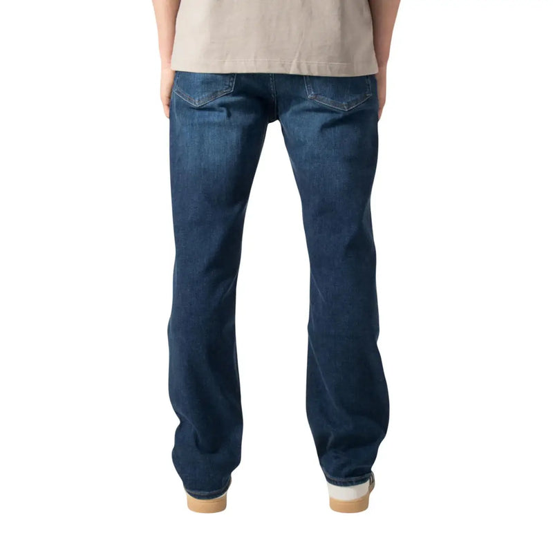 Boss jeans slim fit jeans Ogden for men in dark blue denim with straight-leg cut and visible stitching front view