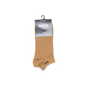 Tan boss women ankle socks in beige knitted cotton elastane with subtle logo on the back heel for everyday wear