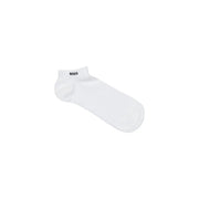 White boss ankle sock with minimalist design made of beige cotton elastane knitted for women underwear use