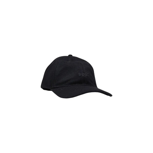 Boss wool cap for men in black with subtle embroidered boss logo, front view