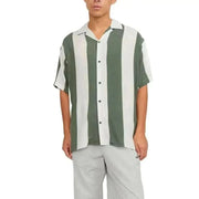 Boy in Jack & Jones green and white men shirt