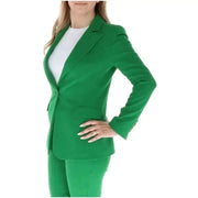 Sol Wears Green Womens Blazer with Lapel Collar - Main Image
