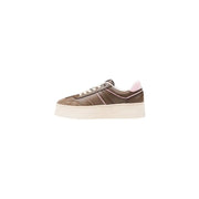 Brown and pink low-top platform sneakers from Tommy Hilfiger Jeans made of faux leather