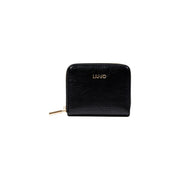 Black zippered wallet displayed with Burgundy Zippered Leather Wallet product