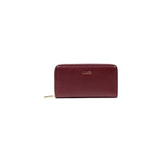 Black zipper wallet made of Burgundy leather with secure zipper closure