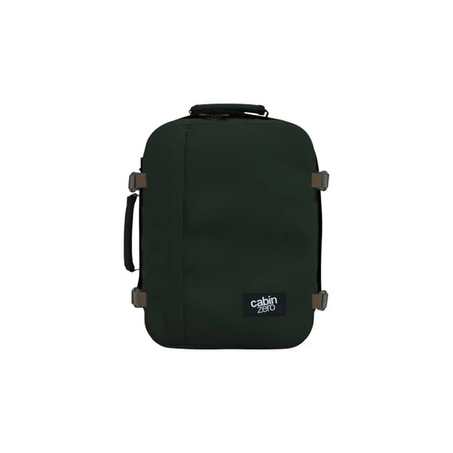 Sac à dos classique Cabin Zero pour homme, 28 L, vert foncé, avec poignée noire et boucles marron, en polyester.