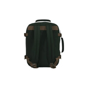 Dark green polyester cabin zero men classic 28l rucksack with brown leather accents and top handle
