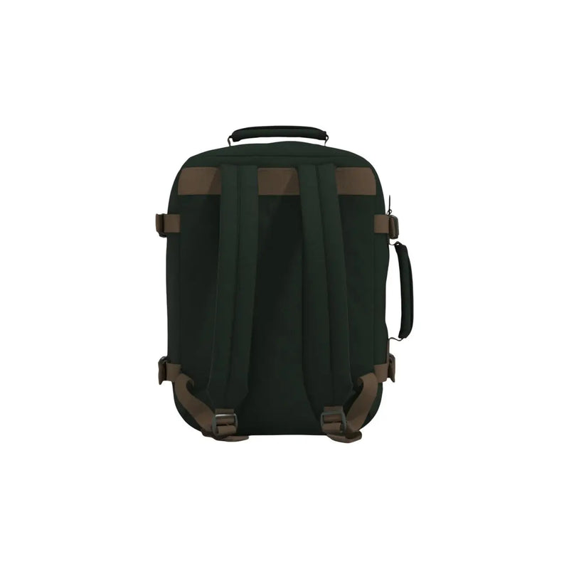 Dark green polyester cabin zero men classic 28l rucksack with brown leather accents and top handle