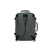 Dark gray duffel style cabin zero men classic travel bag with black straps and top handle in grey polyester 44l