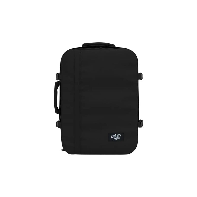 Black cabin zero carry-on suitcase with sleek minimalist design and durable fabric exterior for travel use