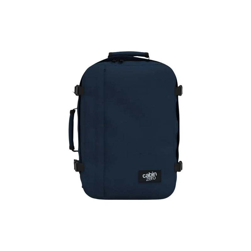 Navy blue cabin zero carry-on rucksack with black straps and handle made of polyester 36L capacity