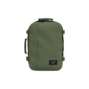 Olive green cabin zero carry-on suitcase with minimalist design and sturdy fabric for travel use