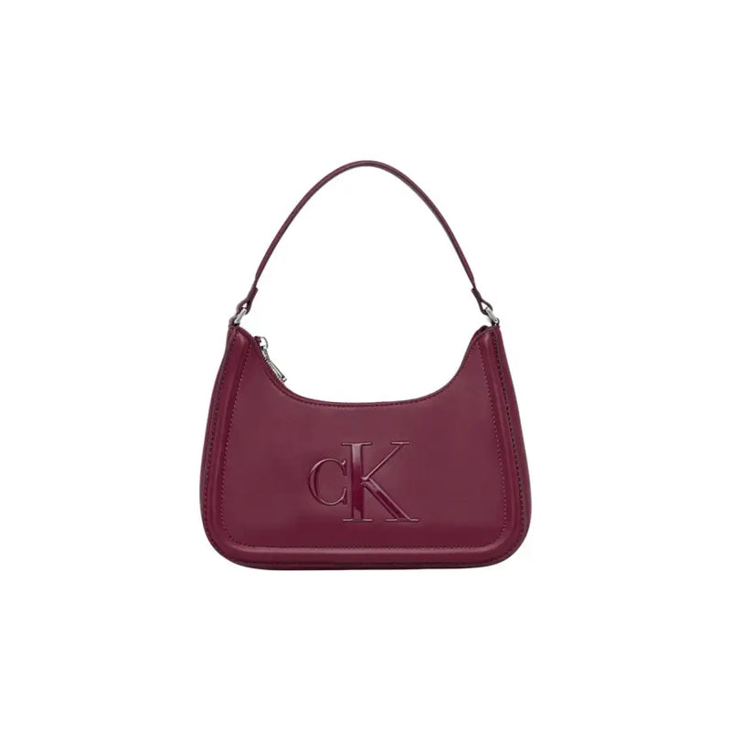 Calvin Klein Beigefarbene Polyurethan-Handtasche mit Reißverschluss und CK-Logo