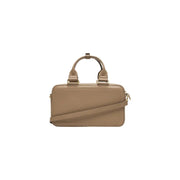 Calvin Klein beige leather crossbody bag with top handle gold-tone hardware and zippered closure 22x12.5x7 cm