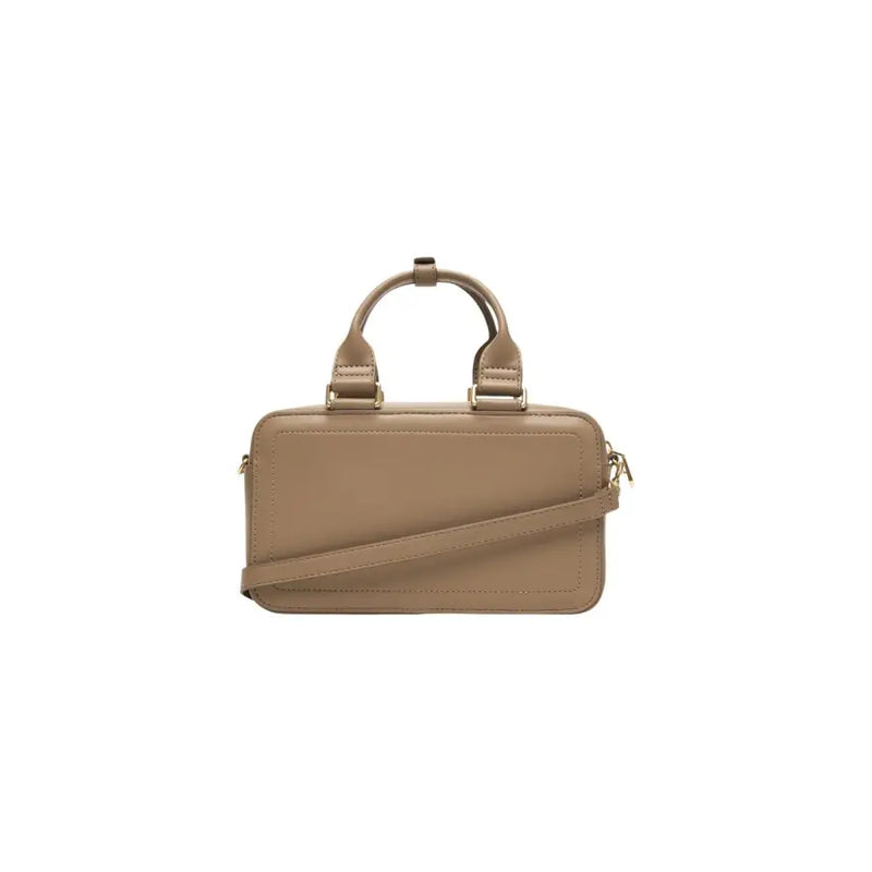 Calvin Klein beige leather crossbody bag with top handle gold-tone hardware and zippered closure 22x12.5x7 cm
