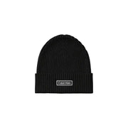 Black calvin klein beanie with white logo.