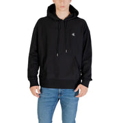 Calvin klein black hoodie and sweatshirt with small white embroidered logo and matching drawstrings on the chest